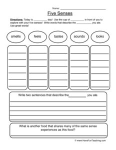 Describe It Five Senses Worksheet - Have Fun Teaching
