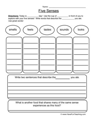 Describe It Five Senses Worksheet