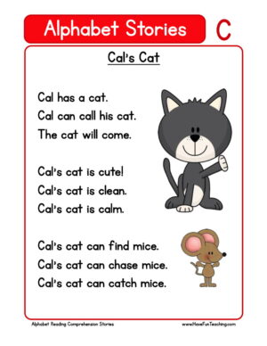 Alphabet Stories Letter C Reading Comprehension Worksheet