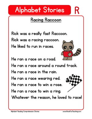 Alphabet Stories Letter R Reading Comprehension Worksheet