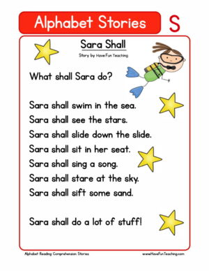 Alphabet Stories Letter S Reading Comprehension Worksheet