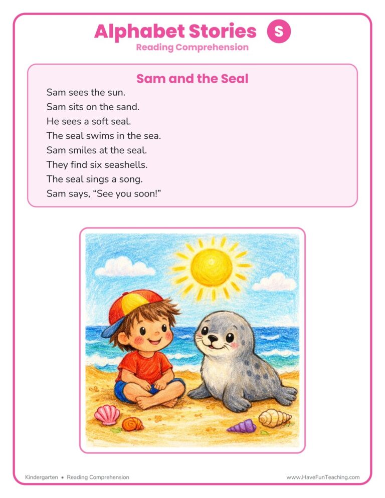 Alphabet Stories Letter S Reading Comprehension Worksheet