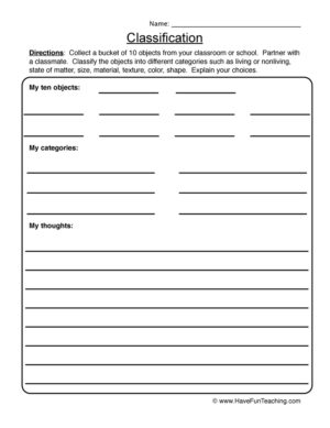 Classifying Hunt Worksheet