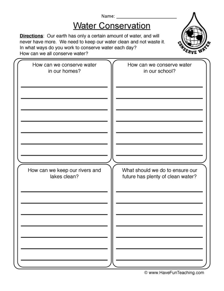 Water Conservation Worksheet