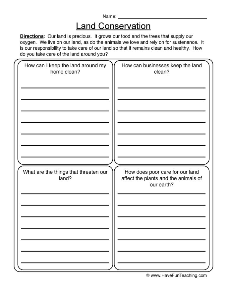 Land Conservation Worksheet