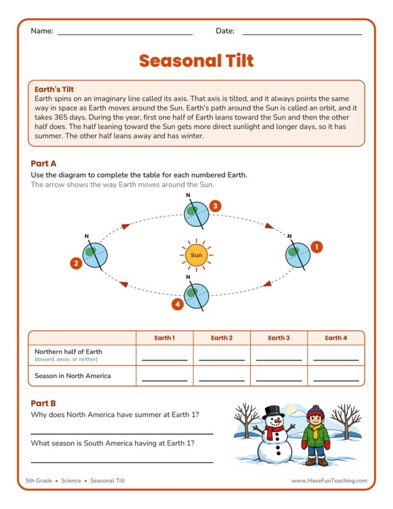 Seasonal Tilt Worksheet