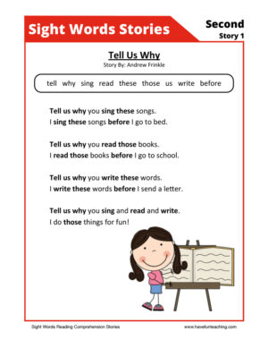 Tell Us Where Second Sight Words Reading Comprehension Worksheet