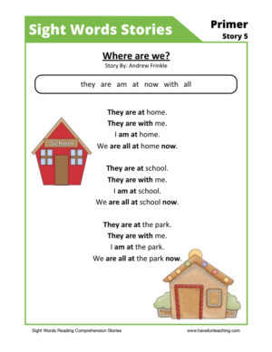 Where are We? Primer Sight Words Reading Comprehension Worksheet