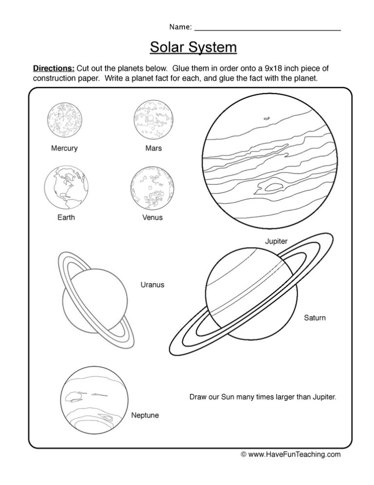 Solar System Sort Worksheet