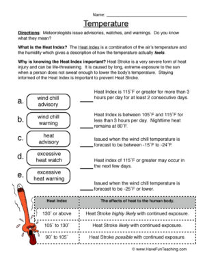 Weather Warning Vocabulary Worksheet