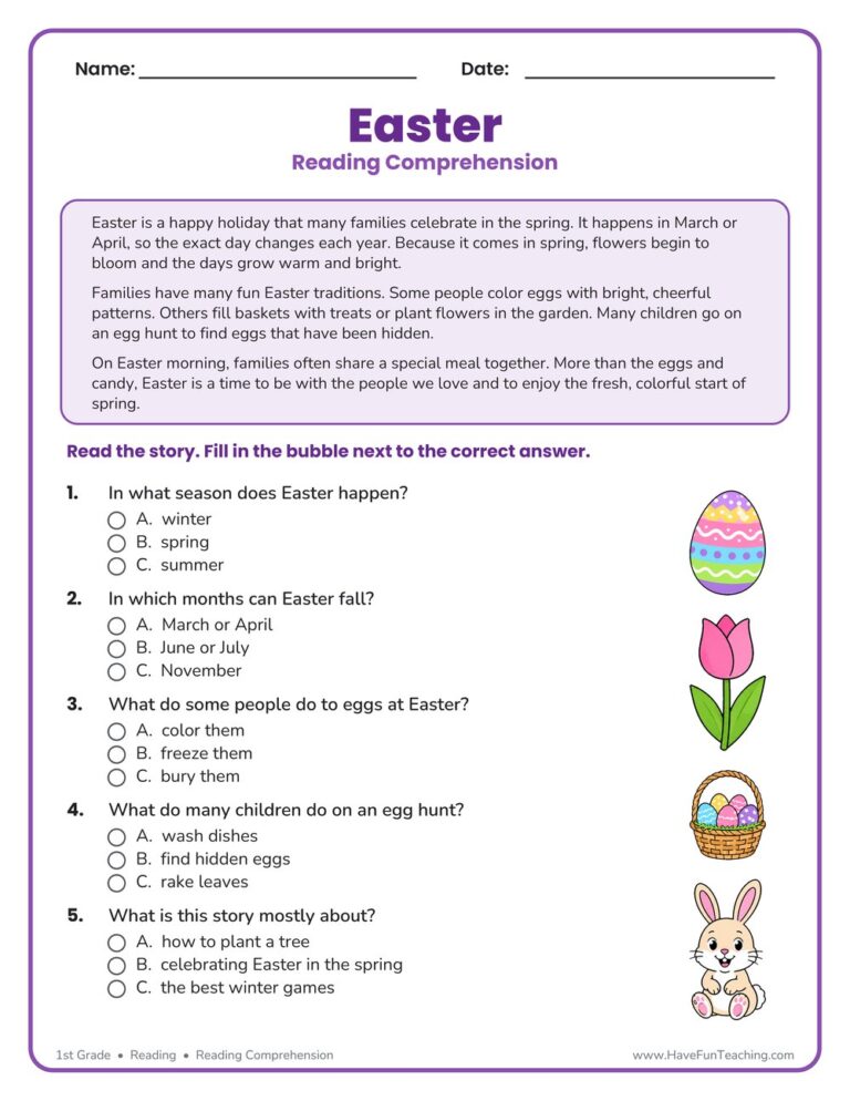 Easter Reading Comprehension Worksheet