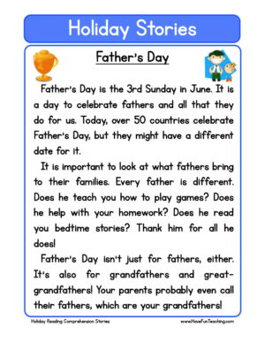 Father's Day Reading Comprehension Worksheet