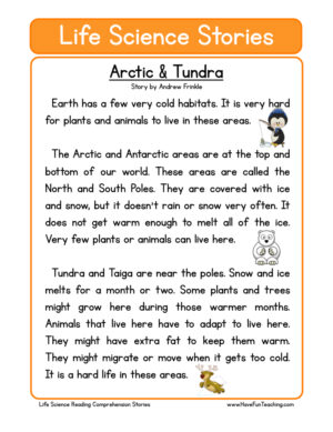 Arctic & Tundra Life Science Reading Comprehension Worksheet
