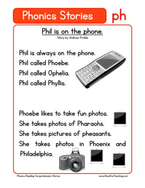 Phil is on the Phone PH Phonics Stories Reading Comprehension Worksheet