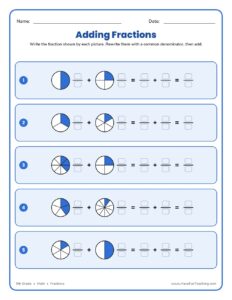 Adding Fractions Pictures Worksheet - Have Fun Teaching