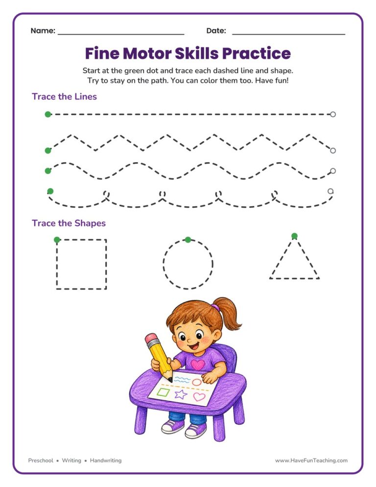 Fine Motor Skills Practice Worksheet
