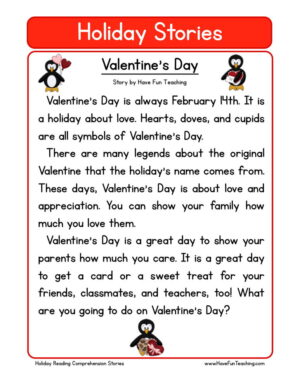 Valentine's Day Reading Comprehension Worksheet
