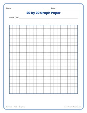 20 by 20 blank graph paper template with a 20 by 20 grid for graphing and plotting points