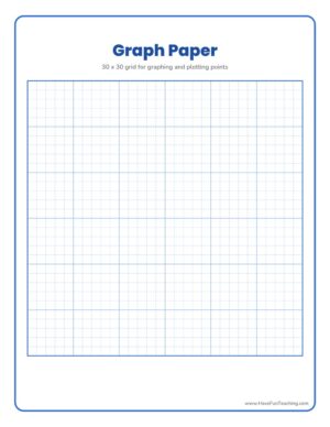 30 by 30 blank graph paper grid for graphing and plotting points