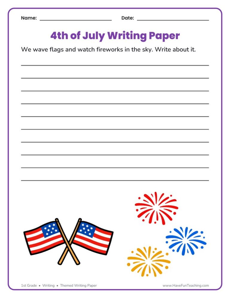 4th of July Red, White, and Blue Writing Paper