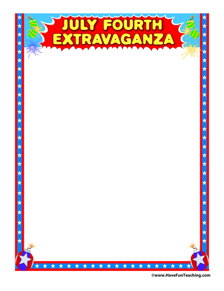 July Fourth Extravaganza Writing Paper