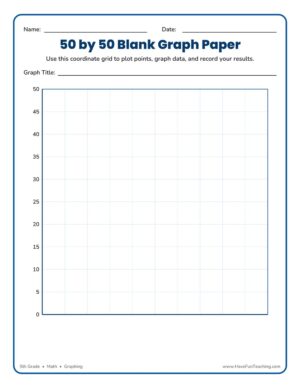 5th grade 50 by 50 blank graph paper coordinate grid