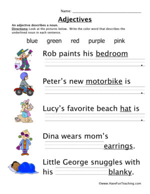 Adjectives Colors Worksheet