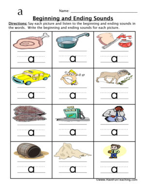 Short A Words Beginning and Ending Sounds Worksheet