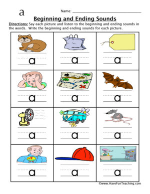 Short A Beginning and Ending Sounds Worksheet