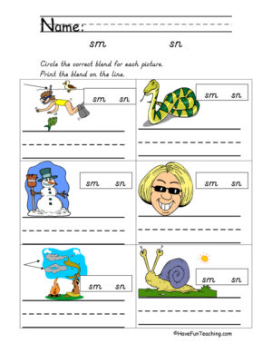 Blends SM, SN Worksheet
