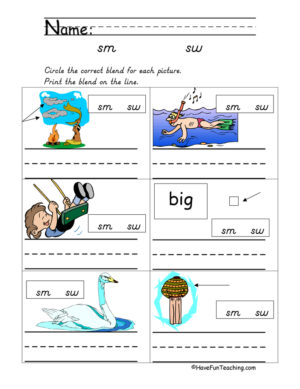 SM, SW Blends Worksheet