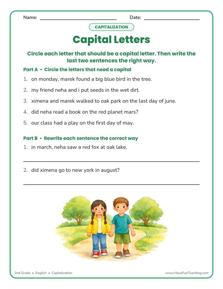 Correct the Capitalization Errors Worksheet