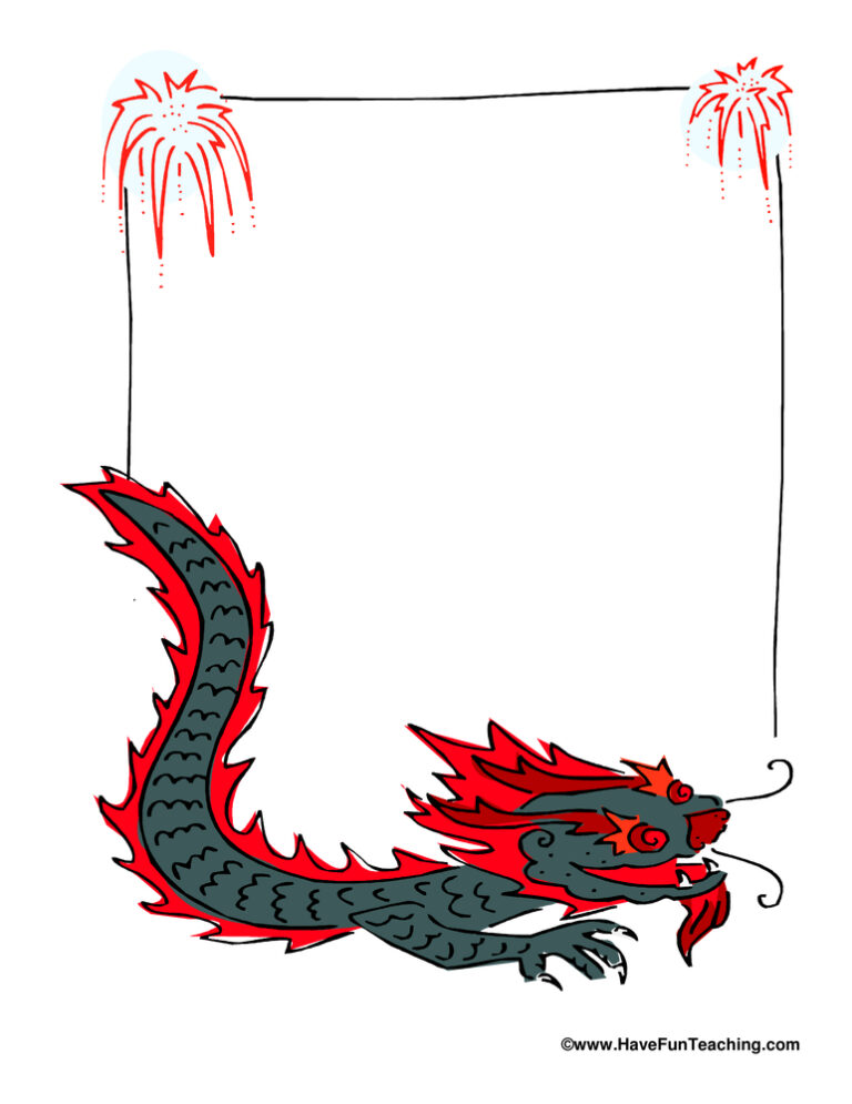 Green Dragon Chinese New Year Writing Paper