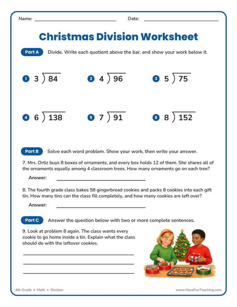 Christmas Division Worksheet