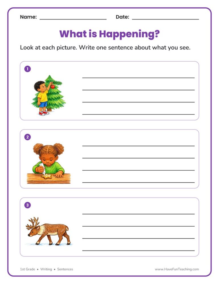 Christmas Sentences Worksheet