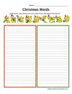 Christmas Words Matching Worksheet