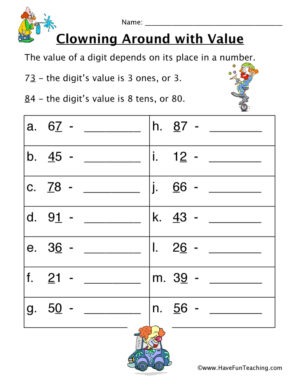 Tens and Ones Place Value Worksheet