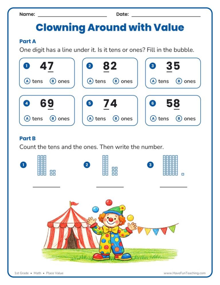 Tens and Ones Place Value Worksheet