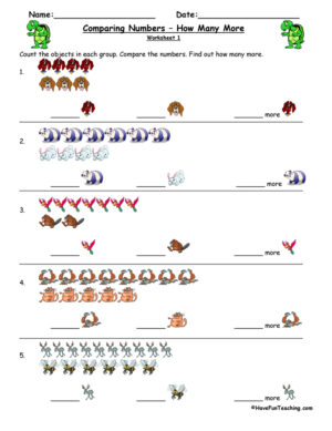 Comparing Numbers Subtraction Worksheet