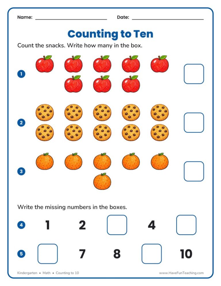 Counting To Ten Worksheet