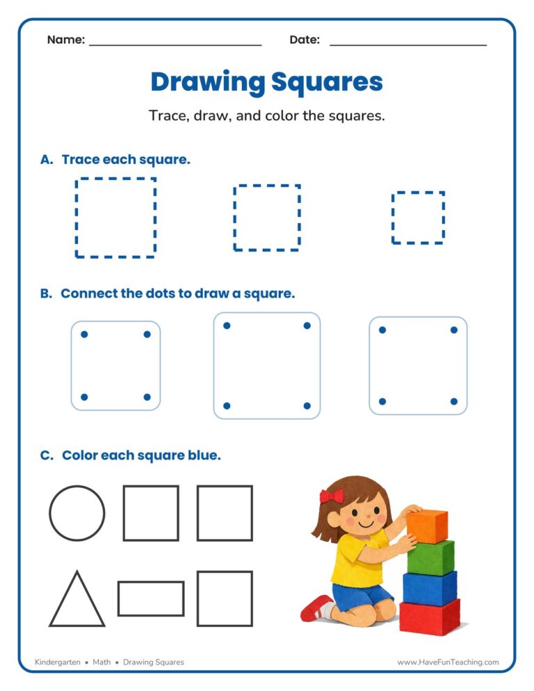 Drawing Squares Worksheet