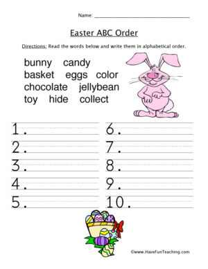 Easter Hunt ABC Order Worksheet