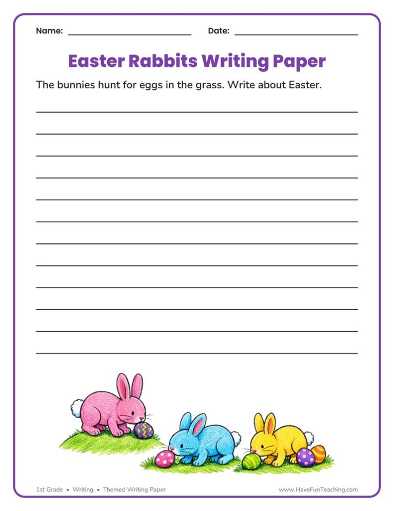 Easter Colorful Rabbits Writing Paper