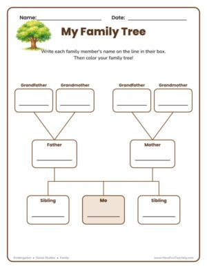 3 Children Family Tree Worksheet