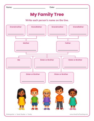 5 Children Family Tree Worksheet