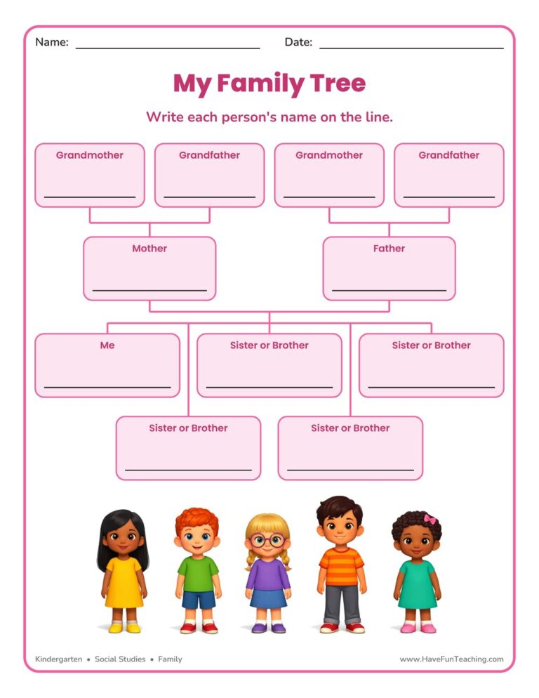 5 Children Family Tree Worksheet