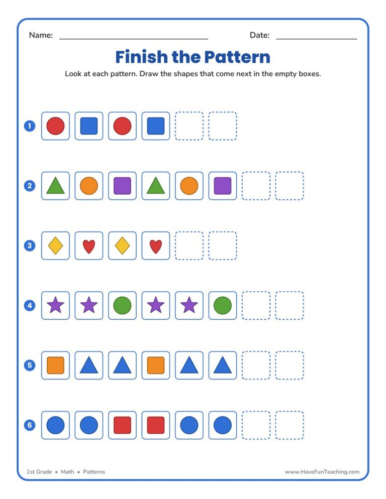 Finish the Shapes Pattern Worksheet