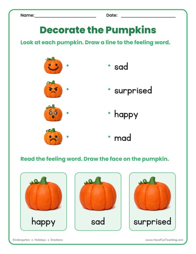 Decorate the Pumpkins Worksheet