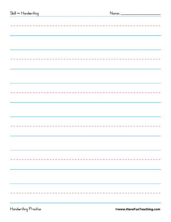 Handwriting Practice Paper - Have Fun Teaching