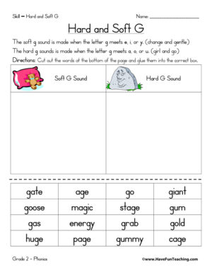 Hard G and Soft G Worksheet